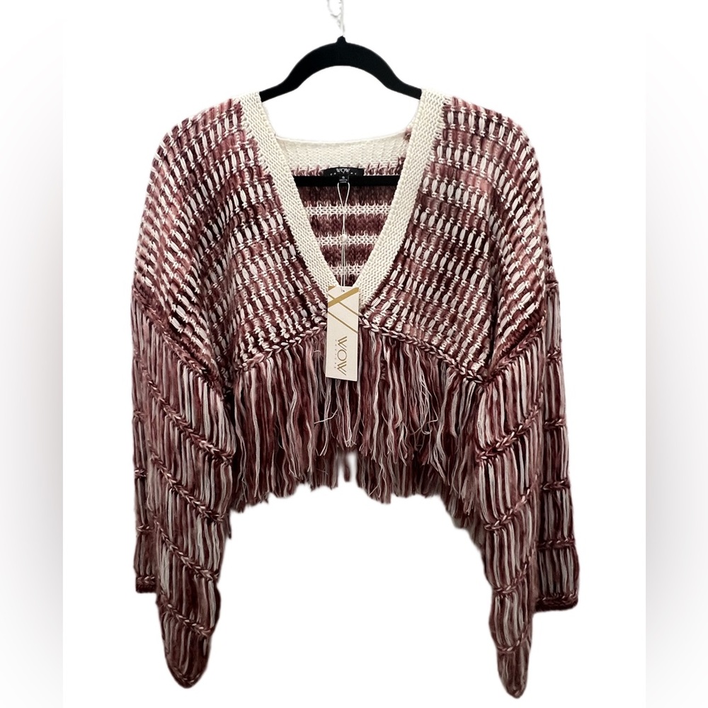 Wow Couture Crop Top V Neck Acrylic Sweater.